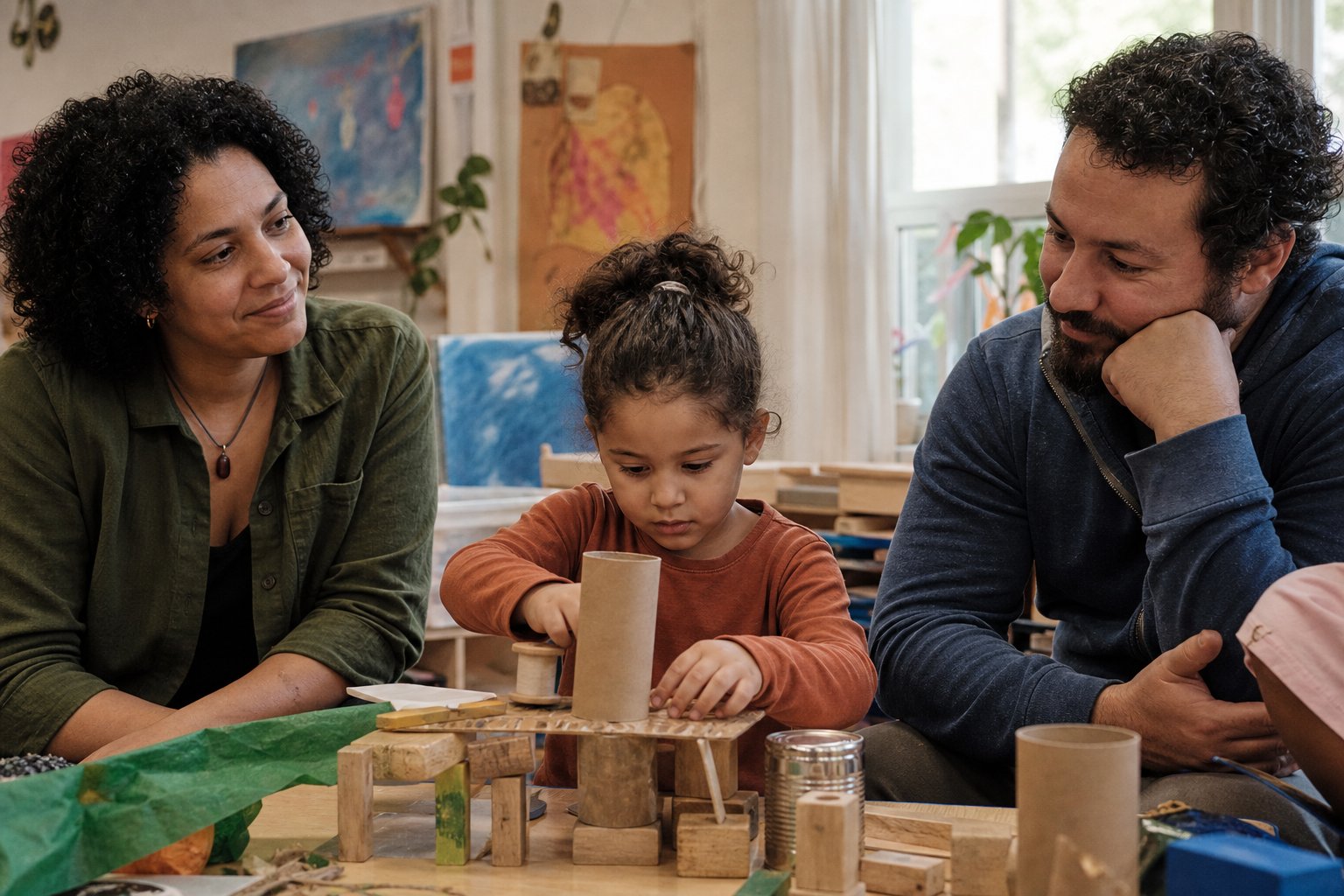 Adults notice a child's concentration and creativity without taking over.